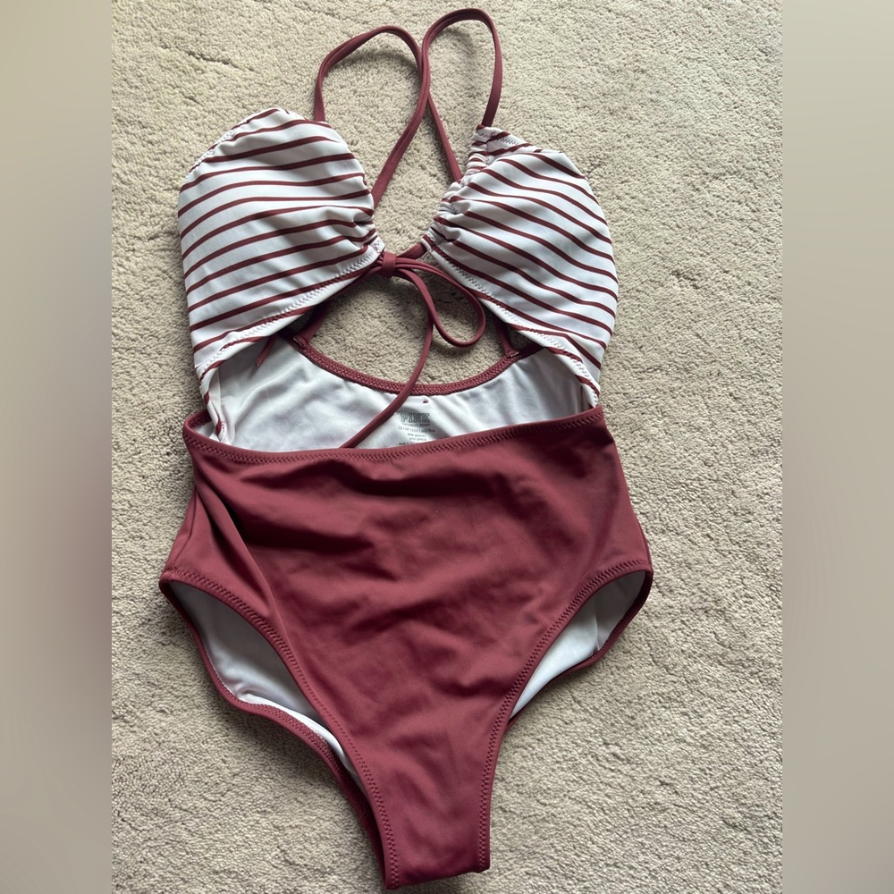 Pink One Piece Cutout Bikini